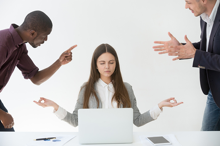 Person distracted by intrusive thoughts during relaxation